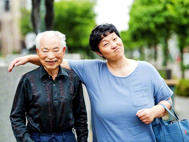 「自分が楽しくないと、人を楽しませるのは難しい」と長谷部さん㊨。彼女の介護は、父・春久さんと2人の時も笑いにあふれている