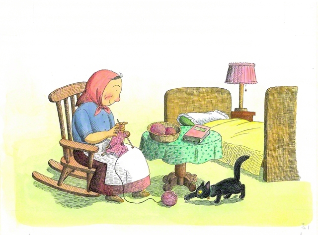 絵本『いそがしいよる』福音館書店（1981年）より　絵本原画　小さな絵本美術館蔵
