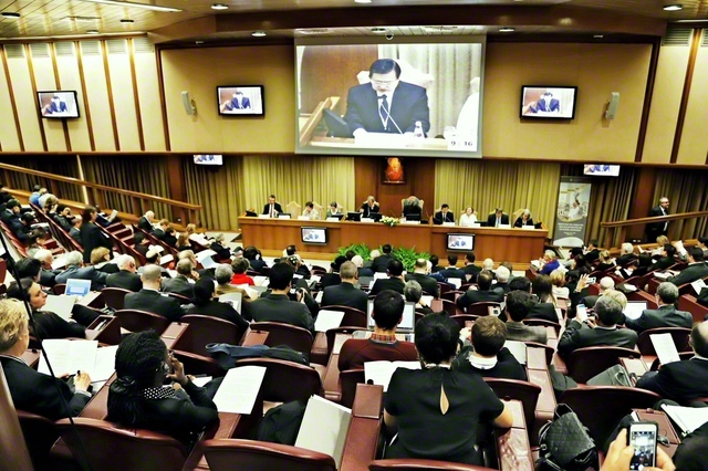 バチカンで開かれた核兵器のない世界を巡る国際会議にSGIの代表が参加。池田主任副会長が登壇した（2017年11月）