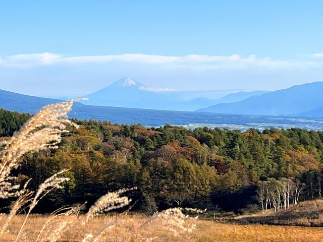 秋麗の霧ケ峰から望む富士山（長野県諏訪市）＝長野・三沢こずえ通信員