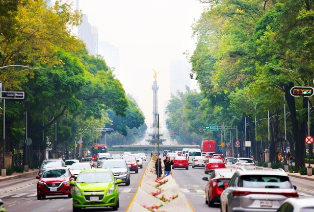 首都メキシコ市の目抜き通りであるレフォルマ通り。中央奥に見えるのは独立記念塔。池田先生ご夫妻は1981年、この地を訪れている