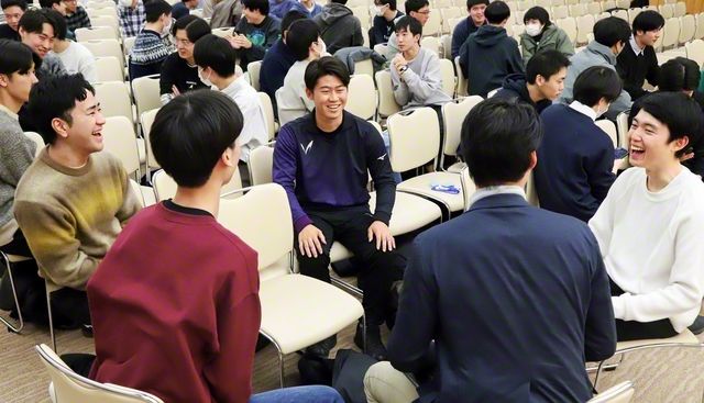首都圏学生部の大会。学生部の使命などを語り合った（金舞会館で）