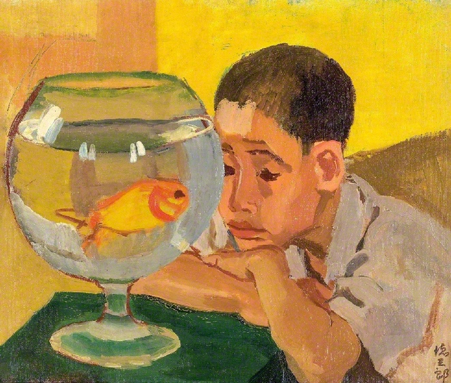 「金魚を見る子供」1928年　東京国立近代美術館