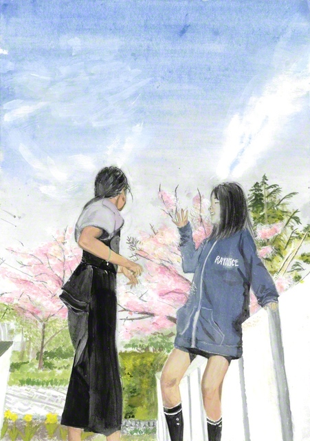 「友達と見た桜」　大阪・高槻市5年　筒井明希穂さん　