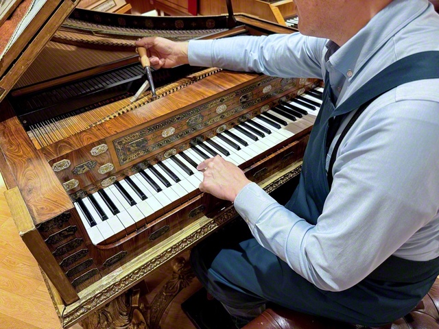 調律のひとこま。古典ピアノには綿密な調整が欠かせない（今月6日）