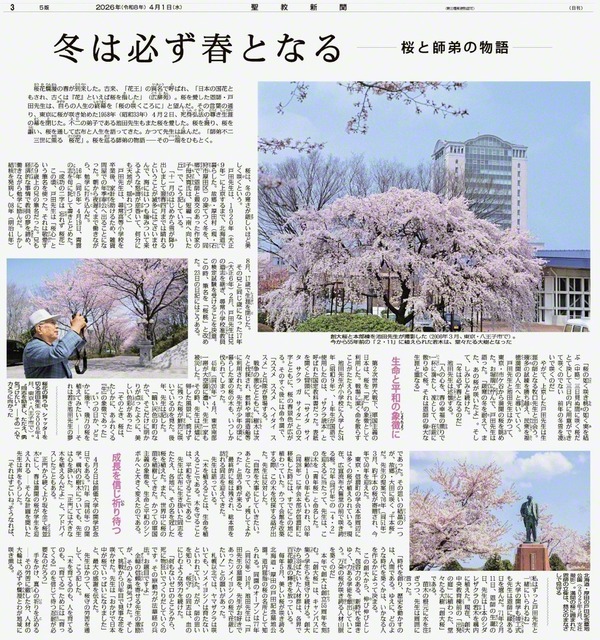 4月1日付〈冬は必ず春となる――桜と師弟の物語〉