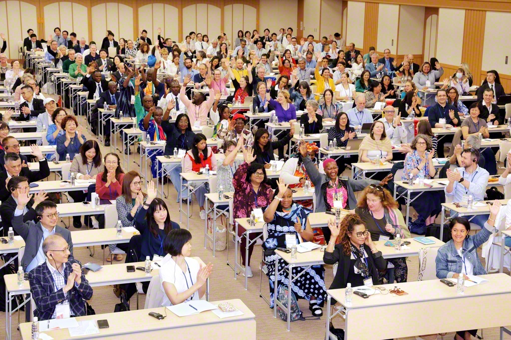 求道の心輝くSGI春季研修会の開講式（金舞会館で）。研修会では、広宣流布大誓堂での誓願勤行会、指導会などを実施する