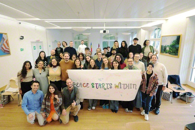 スイス・ドイツ語方面青年部の大会（3月15日、スイス池田平和文化会館で）