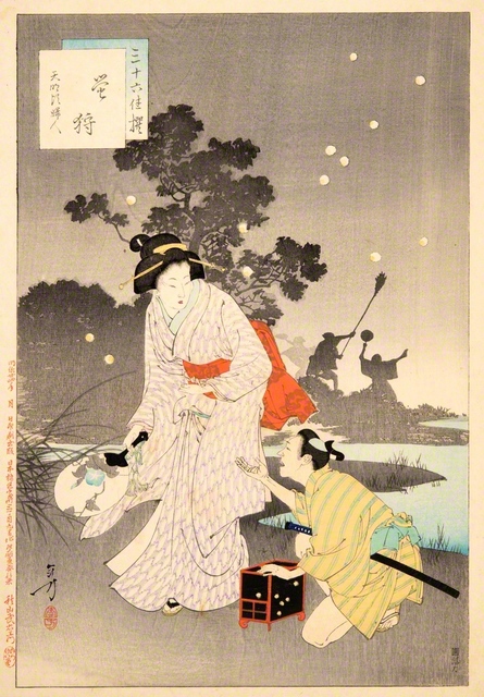 水野年方「三十六佳撰　蛍狩　天明頃婦人」明治24年（1891年）　東京富士美術館所蔵〈神邊コレクション〉