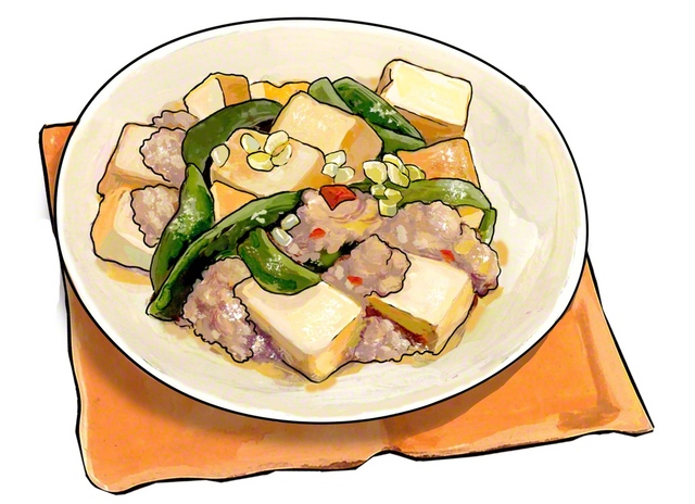 厚揚げとピーマンのマーボー豆腐