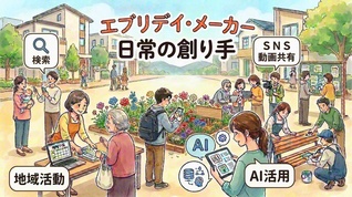 生活圏の具体的な課題に自らの手で関わる「エブリデイ・メーカー（日常の創り手）」の市民像（Adobe　Fireflyでイメージ画像を生成）