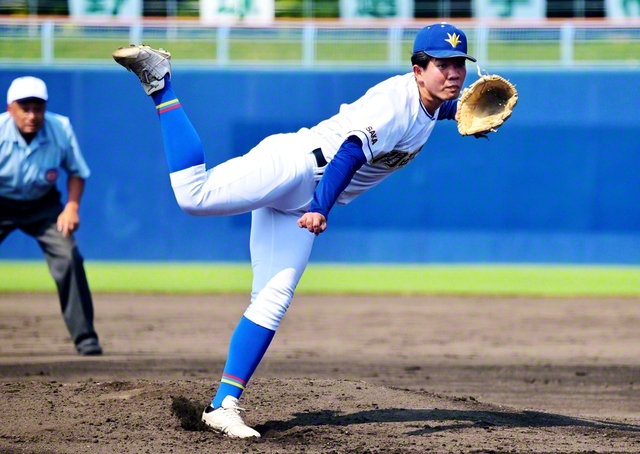関西創価の主戦・那須。全国屈指の強力相手打線を苦しめた（大阪シティ信用金庫スタジアムで）