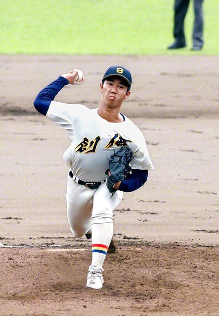 3回を無安打無失点に抑えた、創価の先発・益田（スリーボンドスタジアム八王子で）