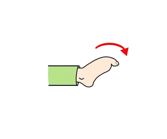 ❶爪先を下へ向けて足の甲を伸ばす