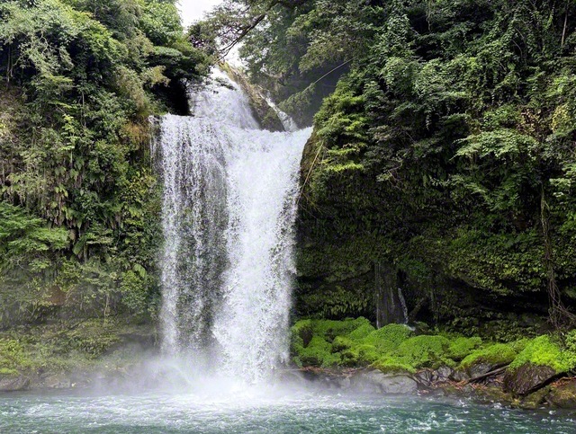 ほとばしる清流――大分県の玖珠町と日田市天瀬町の境にある慈恩の滝