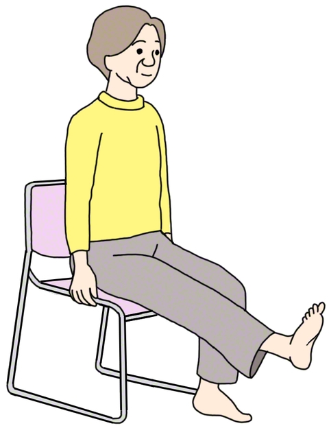 内側に戻して、元の姿勢に戻る（左足も同様に）。
