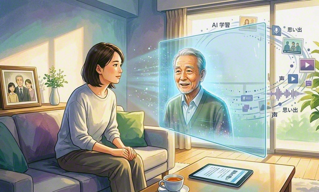近年、AIなどによって故人を再現する取り組みが始まっている（Adobe　Fireflyでイメージ画像を生成）