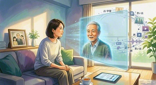 近年、AIなどによって故人を再現する取り組みが始まっている（Adobe　Fireflyでイメージ画像を生成）