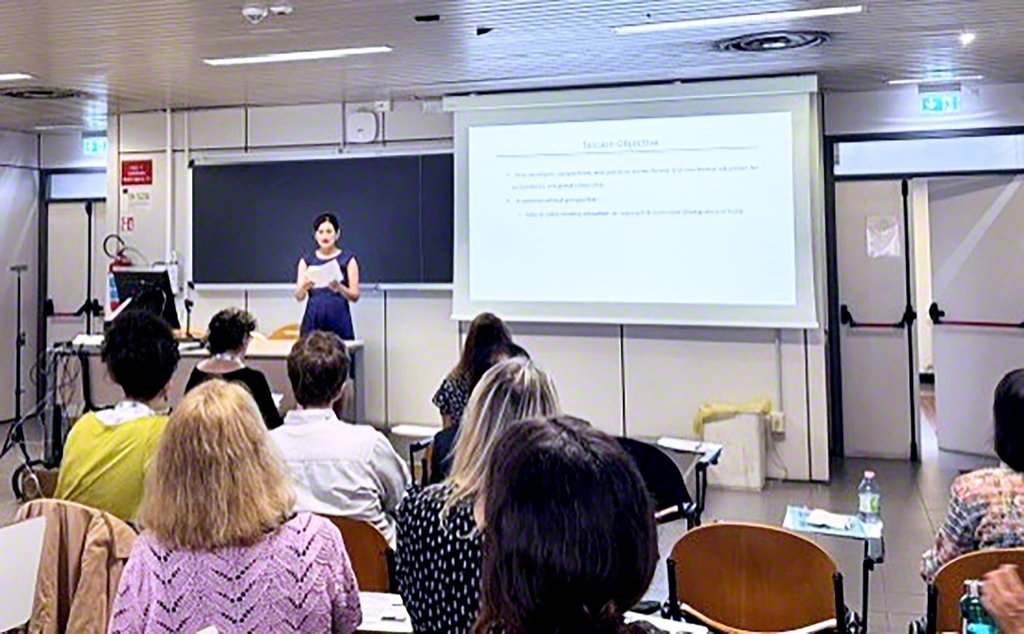 “世界最古の総合大学”と称されるイタリアのボローニャ大学で行われた国際会議。創価の人間教育の理念をテーマに開かれた分科会では、持続可能性や世界市民教育を巡り活発に意見が交わされた