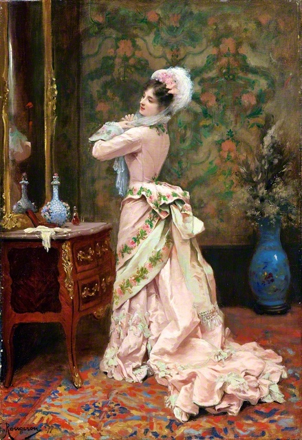 ジュール・ジェーム・ルージュロン「鏡の前の装い」（1877年、東京富士美術館蔵）