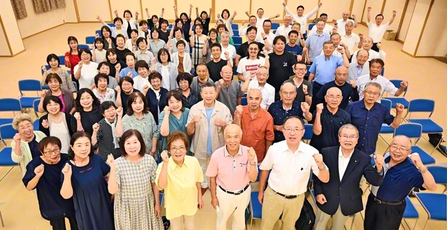 10・31「由布平和会館開館15周年」を目指し、希望の前進を続ける由布勇城圏の友（8月28日、由布平和会館で）