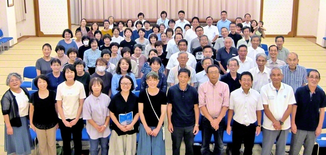 安来圏の同志は、異体同心の団結で飛躍を誓う（8月18日、安来会館で）