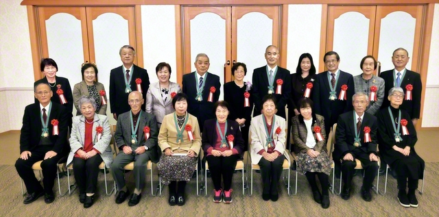 岡山創価・岡山世界・岡山旭日総県の受賞者（岡山文化会館で）