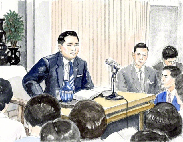 中国本部の地区部長会で御書講義する山本伸一（内田健一郎画）