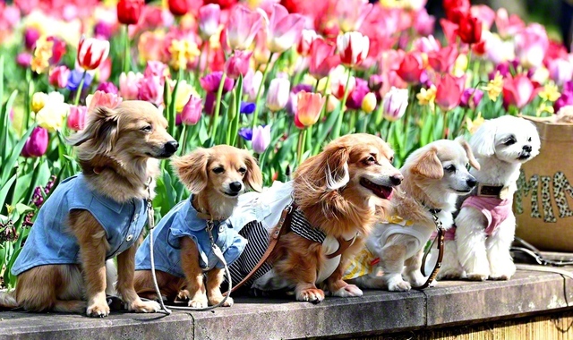 春を彩る「ガーデンネックレス横浜2026」が開催中だ。横浜公園には、10万本以上の色鮮やかなチューリップが。春の陽気に包まれ、犬たちもほっこりとした表情を見せていた（3月30日）