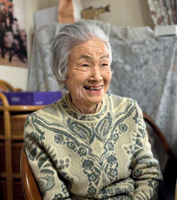 肌艶の美しい田辺さん。「御本尊様に見守ってもらえて最高じゃ。今後の目標は全部お任せなんよ」