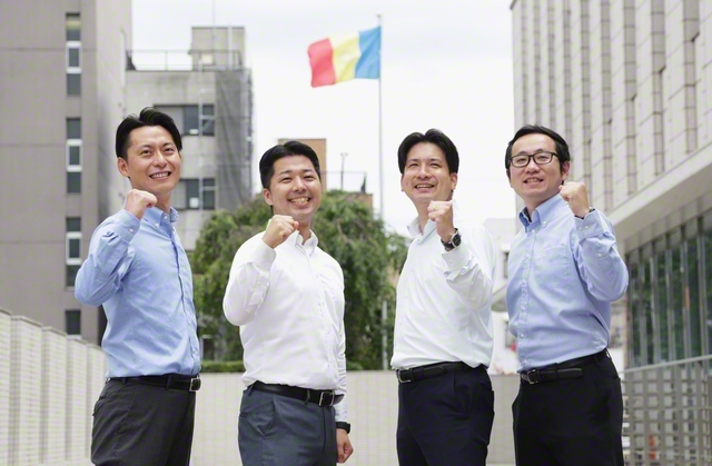 東京（23区）男子部のリーダー。左から髙木青年部長、足立男子部長、加登書記長、中岡副青年部長