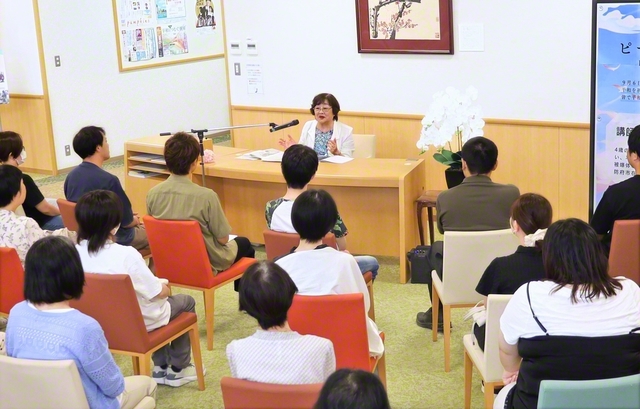 被爆体験を語る林さん（8月22日、山口文化会館で）