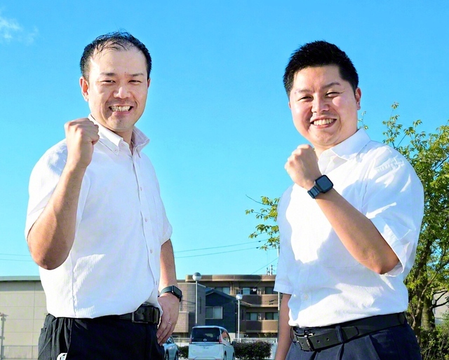 北村総秋田男子部長㊨と吉田同青年部長が折伏精神に燃えて