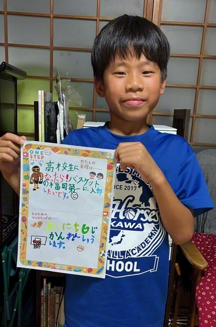 長崎・3年 久保田拳さん 「高校生になったら福岡第一のバスケット部ににゅう部したい。毎日、6時間のれんしゅうをします」