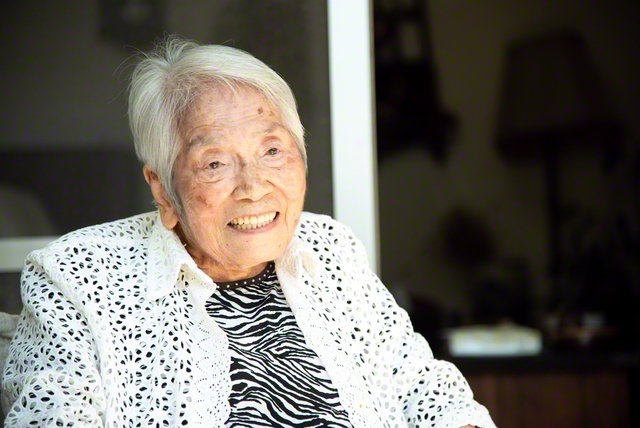 「全部、信心のおかげです。題目はすごいです」と語る盛カツエさん