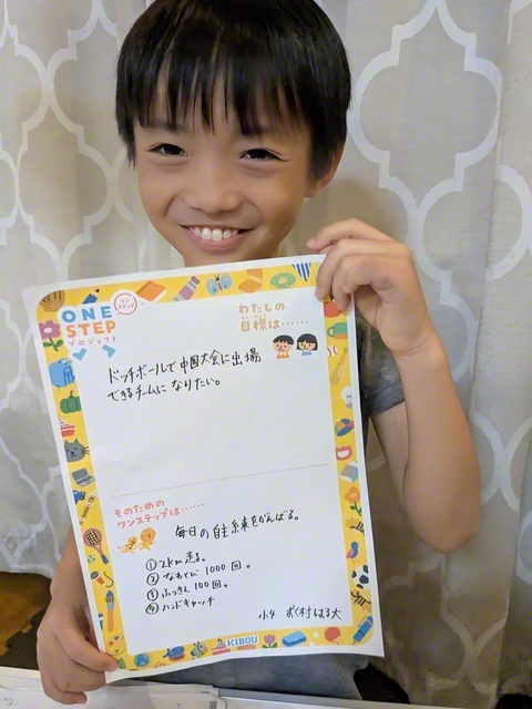 岡山・4年　奥村遥大さん　「去年の冬から、ドッジボールチームに入り練習にはげんでいます。新しくできたばかりのチームですが、中国大会に出られるチームになれるように、毎日の自主練をがんばります！」