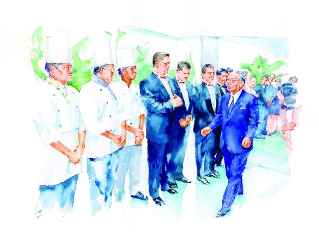 いそがしい中でも、池田先生はホテルのスタッフに感謝を伝えることを、決して忘れませんでした。その真心にこたえるように、多くのスタッフが仕事の手を止めてまで、見送りに来たのでした