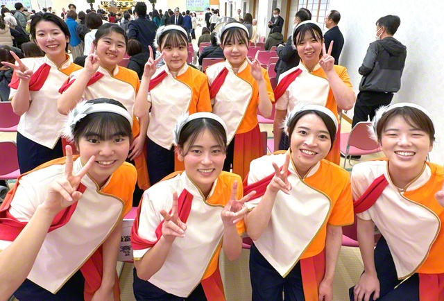 筑後総県の富士鼓笛隊のメンバー。演奏後、みんなでパシャリ！