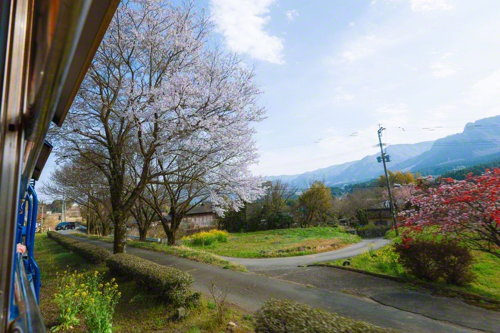 車窓から春の風を浴びる